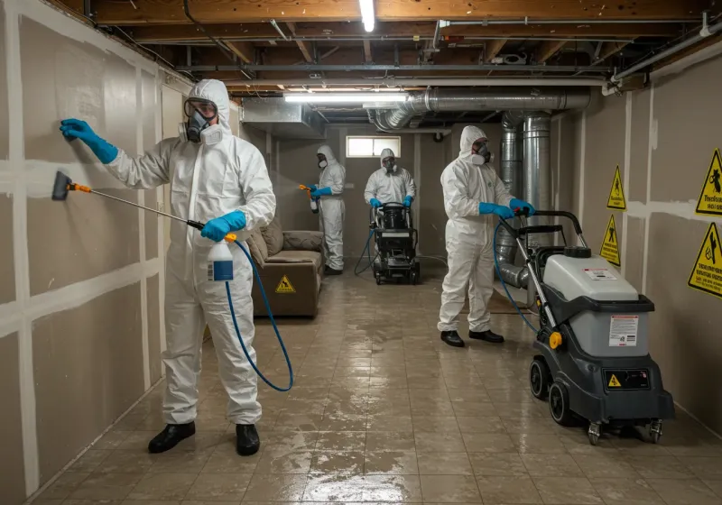 Basement Moisture Removal and Structural Drying process in Lowesville, NC